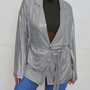 Plus size metallic blazer